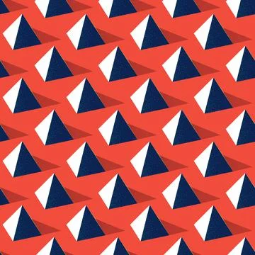 Seamless pattern with pyramid shape on red background in modern dotted texture Illustrazione stock