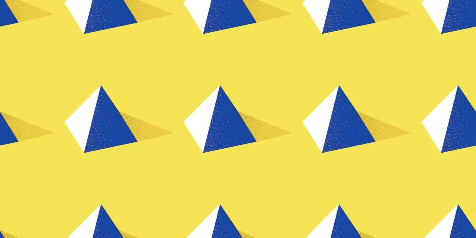 Seamless pattern with pyramid shape on yellow background in modern dotted イラスト素材