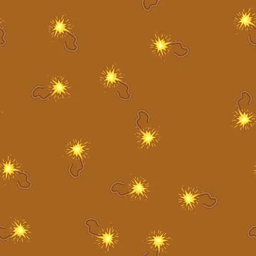 Seamless pattern pyrotechnics dynamite fuse cartoon vector Stock Illustration