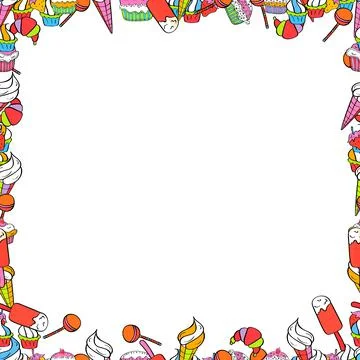 Seamless pattern. Quadrate frames doodles. Vector illustration. Illustration in Stock Illustration