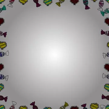 Seamless pattern. Quadrate frames doodles. Illustration in white, black and purp Stock Illustration