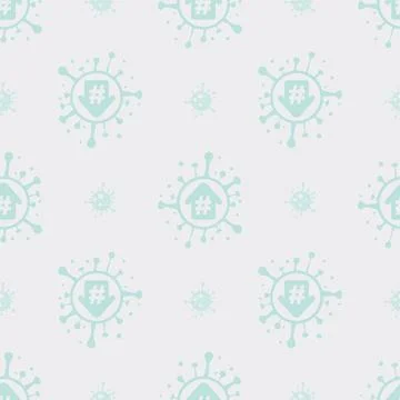 Seamless pattern quarantine, house surrounded by virus COVID-19. Coronavirus  Stock Illustration