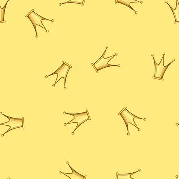 Seamless pattern queen golden crown cartoon vector Stock Illustration