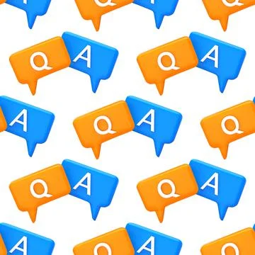 Seamless pattern Question and Answer Bubble Speech minimal concept. Cartoon 3 Stock Illustration