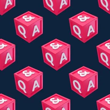 Seamless pattern Question and Answer cube box minimal concept. Cartoon 3d QA  Stock Illustration