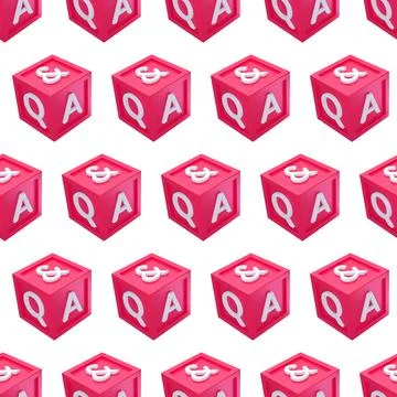 Seamless pattern Question and Answer cube box minimal concept. Cartoon 3d QA  스톡 일러스트
