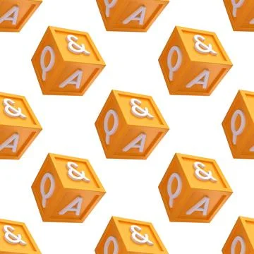 Seamless pattern Question and Answer cube box minimal concept. Cartoon 3d QA  Stock Illustration