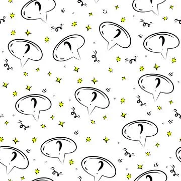 Seamless pattern with question marks in bubbles. Vector doodle design background Stock Illustration
