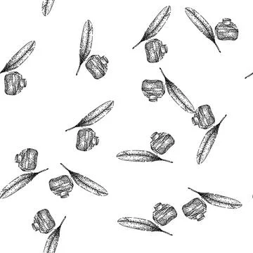 Seamless pattern Quill pen and inkwell drawing history concept 스톡 일러스트