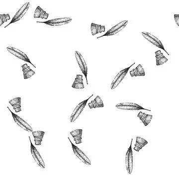 Seamless pattern Quill pen and inkwell symbolizing classic writing and lite.. Illustrazione stock