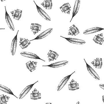 Seamless pattern Quill pen and vintage inkwell for creative writing Illustrazione stock