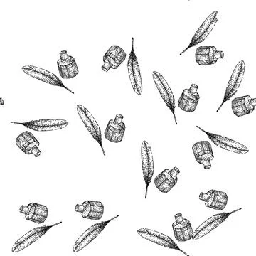 Seamless pattern Quill pen and inkwell representing old writing tools 스톡 일러스트