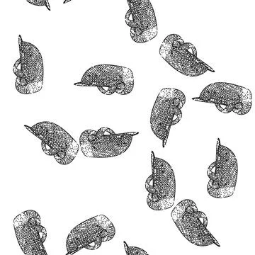 Seamless pattern quilting sewing thimble sketch hand drawn Stock Illustration