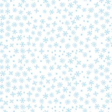 Seamless pattern of quirky Xmas blue snowflakes in wax crayon or charcoal Illustrazione stock