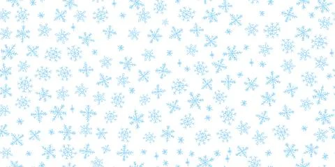 Seamless pattern of quirky Xmas blue snowflakes in wax and charcoal squiggle Stock Illustration