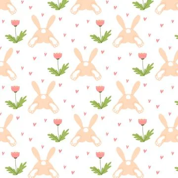 Seamless pattern with rabbit hearts . Stock Illustration