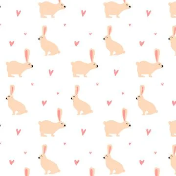 Seamless pattern with rabbit hearts . Stock Illustration