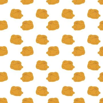 Seamless Pattern with Rabbit Shaped Mooncakes Mid Autumn Festival Background Illustrazione stock