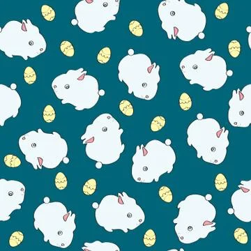 Seamless pattern with rabbits and eggs. Vector illustration eps 10. Stock Illustration