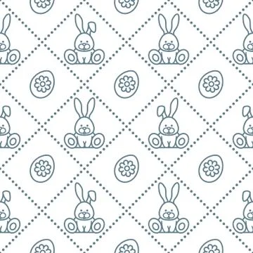 Seamless pattern with rabbits and eggs with flower Stock-Illustration