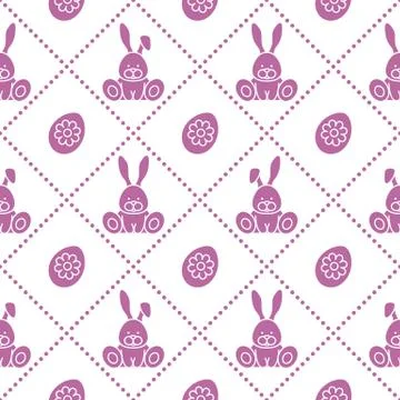 Seamless pattern with rabbits and eggs with flower Stock Illustration