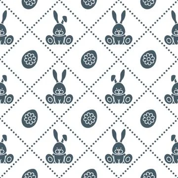 Seamless pattern with rabbits and eggs with flower Stock-Illustration