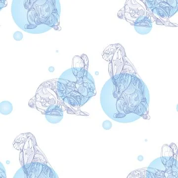 Seamless pattern with rabbits Stock Illustration