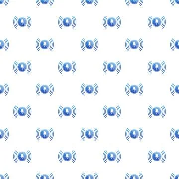 Seamless pattern with radiating microphone icons for audio Illustrazione stock