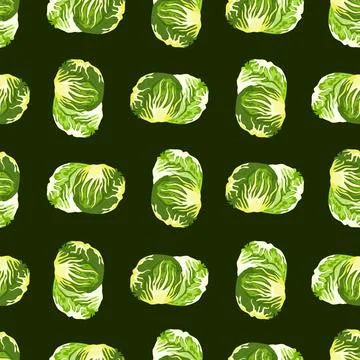 Seamless pattern Radicchio salad on black background. Simple ornament with le Stock Illustration