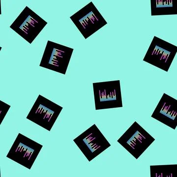 Seamless pattern radio equalizer music cartoon vector Stockillustratie