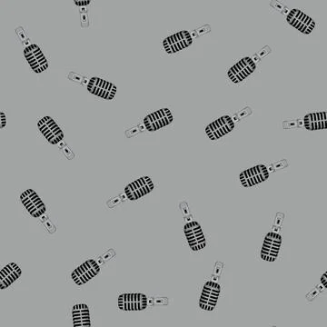 Seamless pattern radio mic microphone music cartoon vector Stock Illustration