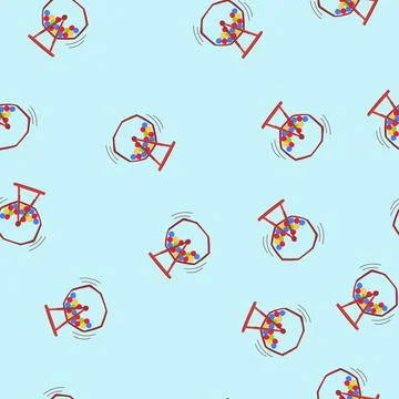 Seamless pattern raffle lotto ball machine cartoon vector Stock Illustration