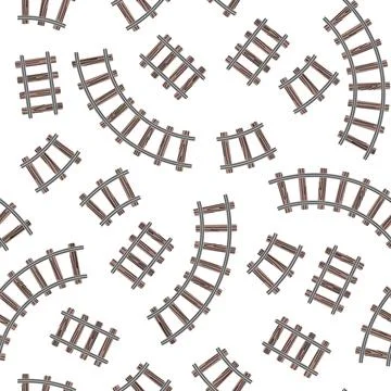 Seamless pattern with railway tracks in flat style. Train rails background. C Stock Illustration