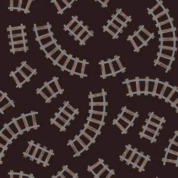 Seamless pattern with railway tracks in flat style. Train rails background. C Stock Illustration