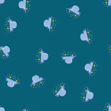 Seamless pattern Rain cloud illustrating thunderstorm weather forecast icon Stockillustratie