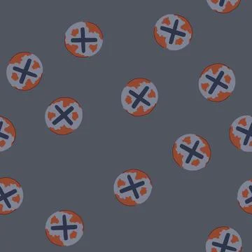 Seamless pattern rain rusty screw head cartoon vector イラスト素材