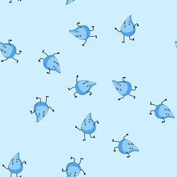 Seamless pattern rain water drop character cartoon vector Stock Illustration