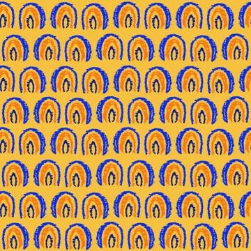 Seamless pattern rainbow abstract scales, sky, simple Nature doodle crayons l Illustrazione stock