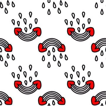 Seamless pattern with rainbow and hearts. Vector illustration イラスト素材