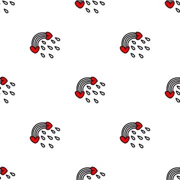 Seamless pattern with rainbow and hearts. Vector illustration Stock Illustration