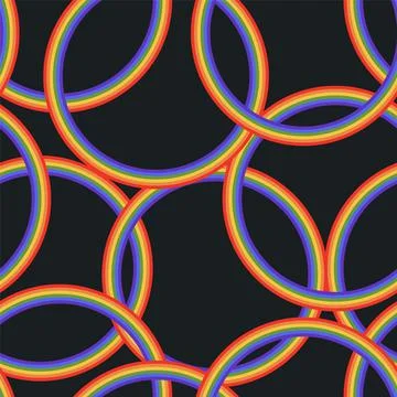 Seamless pattern of rainbow circles. LGBT support. Vector graphic simple illu Illustrazione stock