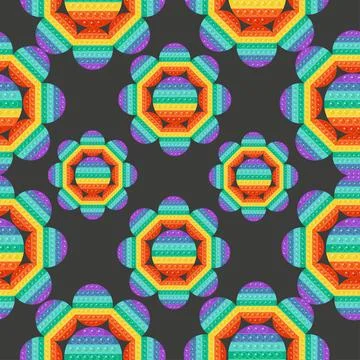 Seamless pattern with rainbow color bubbles, pop Stock Illustration