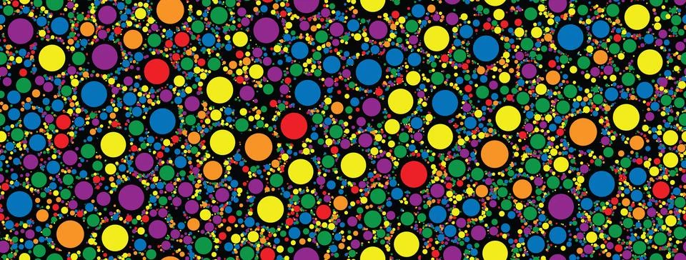 Seamless pattern rainbow colored confetti scattered. Confetti dots vector ill Stock-Illustration