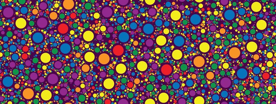 Seamless pattern rainbow colored confetti scattered. Confetti dots vector ill Illustrazione stock