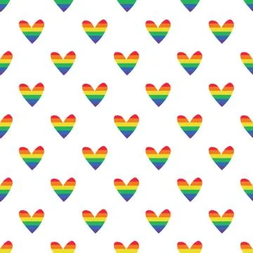 Seamless pattern with rainbow hearts Stock Illustration