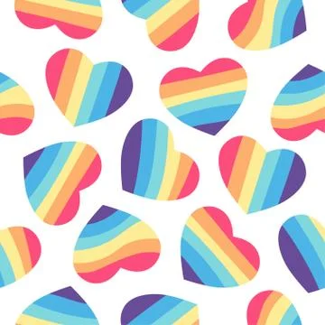 Seamless pattern with rainbow hearts. LGBT theme Stock Illustration