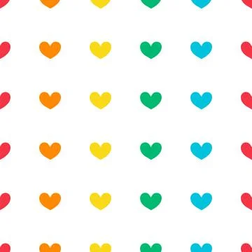 Seamless pattern with rainbow hearts . Vector illustration. Stock Illustration