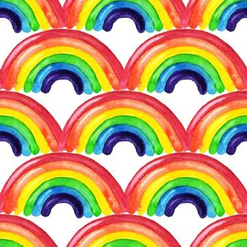 Seamless pattern with rainbow Stock Illustration