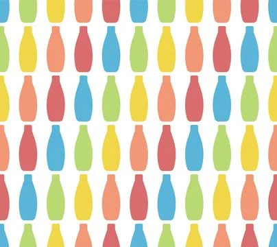 Seamless pattern of rainbow vases. Colored glass jars. Crystal Ware. Bright.. Stock Illustration