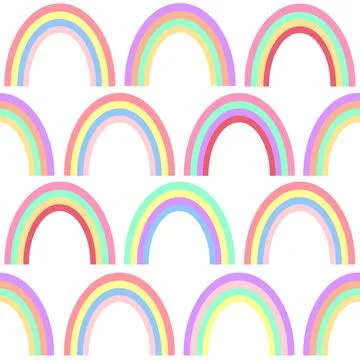 Seamless pattern with rainbows, vector illustration. Stock Illustration